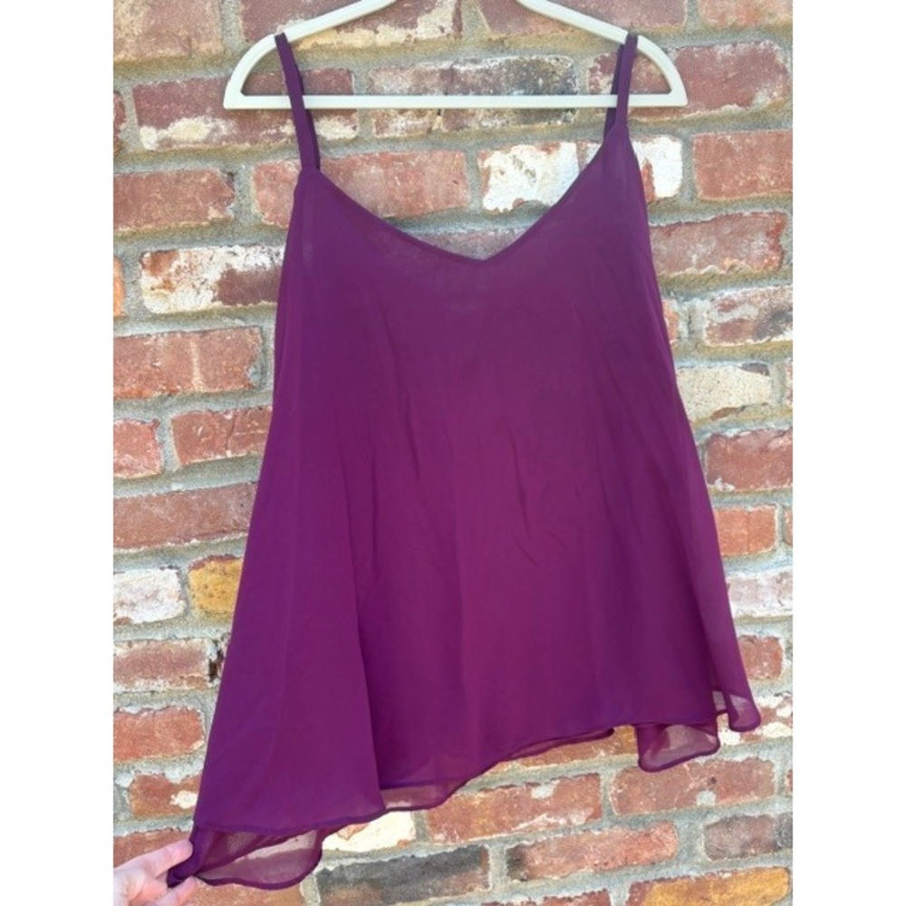 Torrid Women Plum Purple Cold Shoulder Chiffon Cami‎ Top Spaghetti Strap 2X - Picture 5 of 6